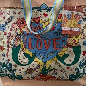 Brighton Siren’s Song Mermaid Coastal Tote Beach Bag Art Design by Tom Clancy